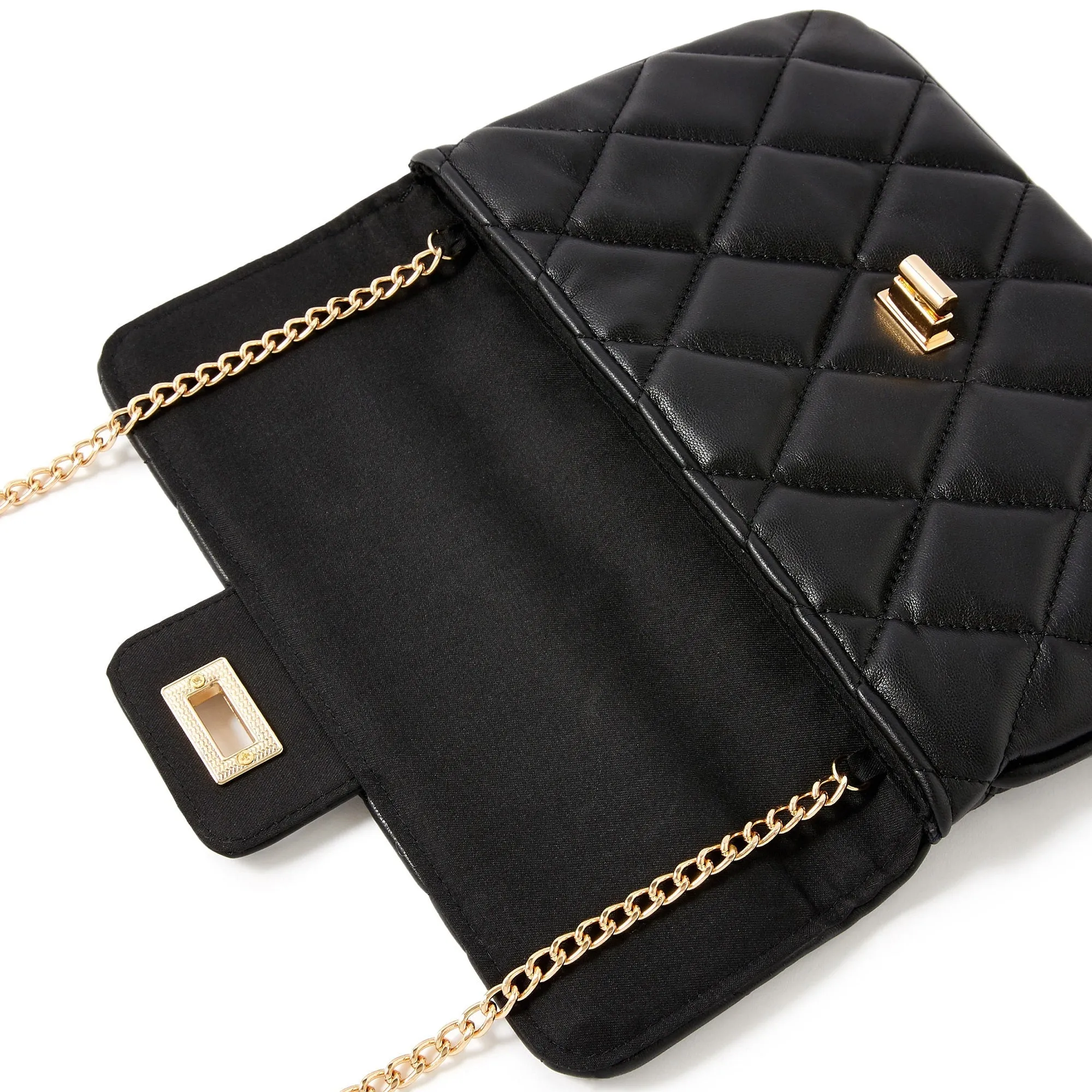 Accessorize London Women's Black Quilted Clutch Bag