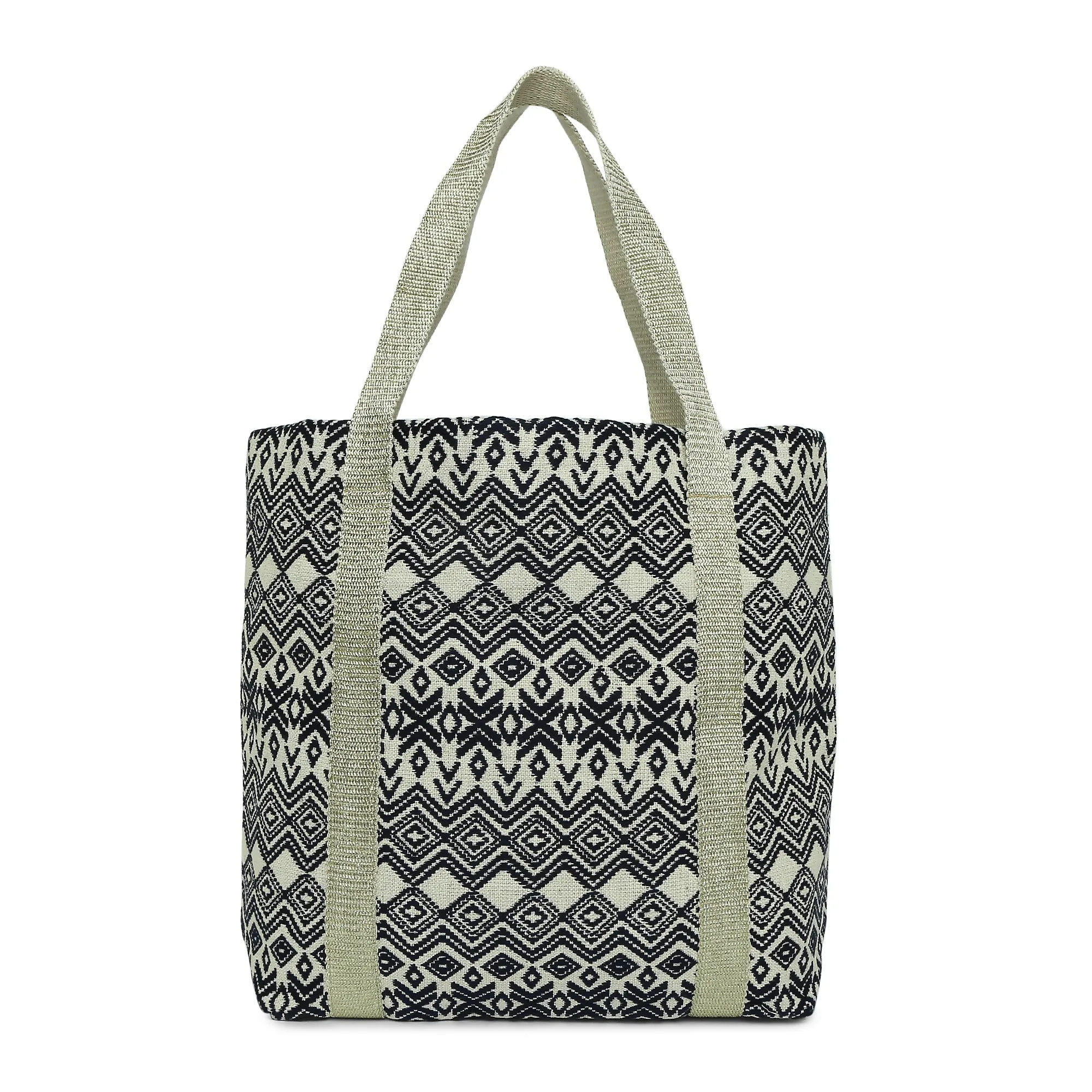 Accessorize London Women's Fabric Navy Aztec Woven Shopper Bag