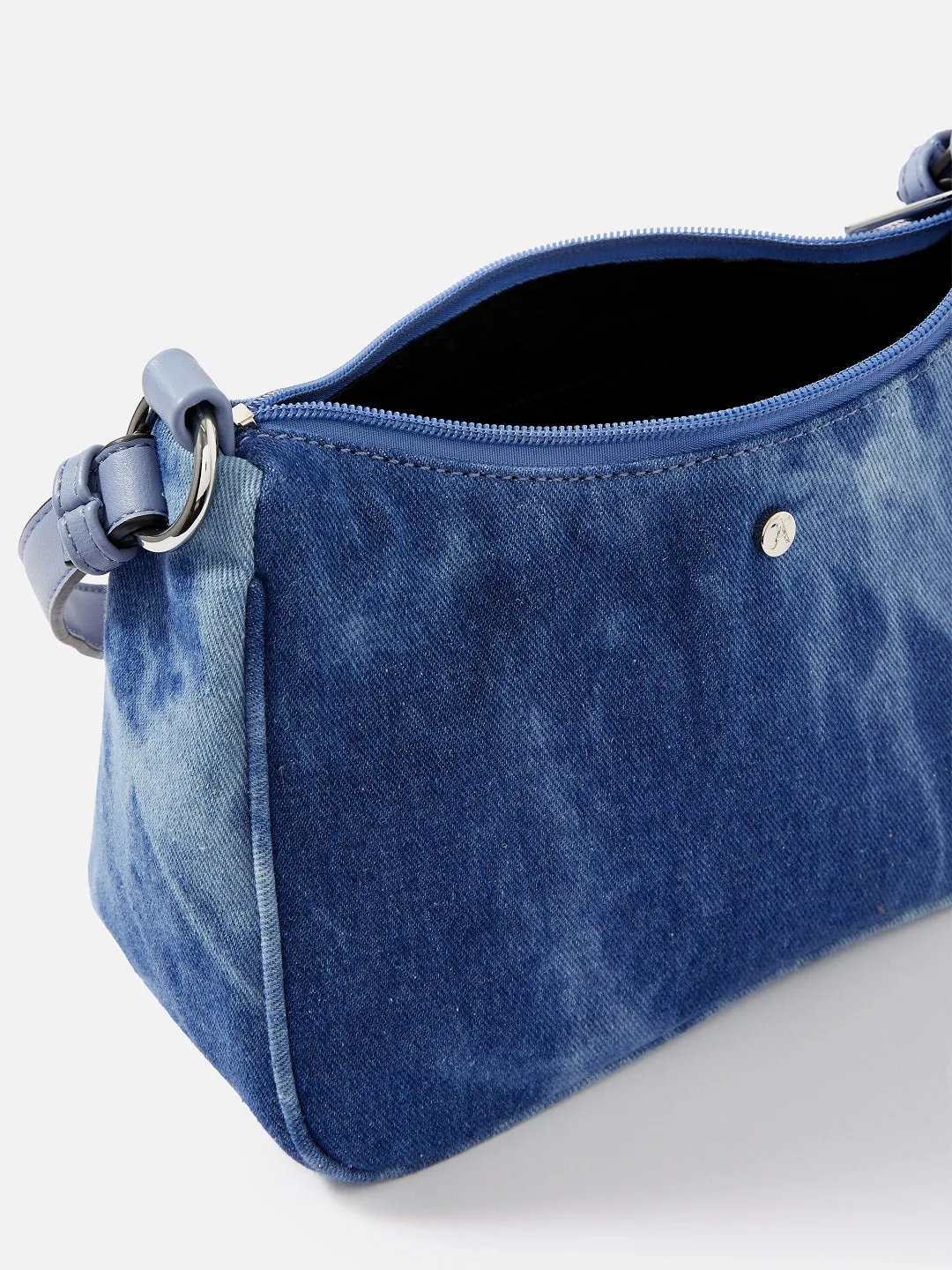 Accessorize London women's Faux Leather Blue Denim Small Shoulder bag