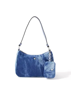 Accessorize London women's Faux Leather Blue Denim Small Shoulder bag