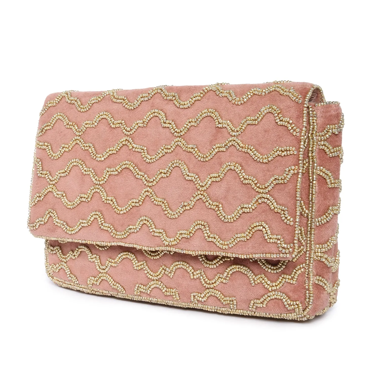 Accessorize London Women's Faux Leather Grecian Tile Velvet Clutch