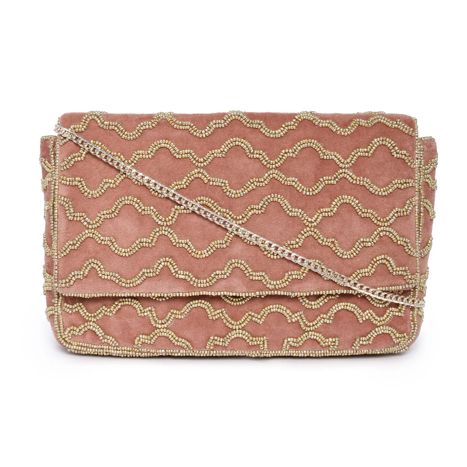 Accessorize London Women's Faux Leather Grecian Tile Velvet Clutch