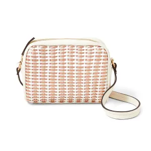 Accessorize London women's Faux Leather Pink Weave Sling bag