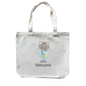 Adorable Cats Grey Cat Playing With Fish Bowl Little Addname Canvas Bag