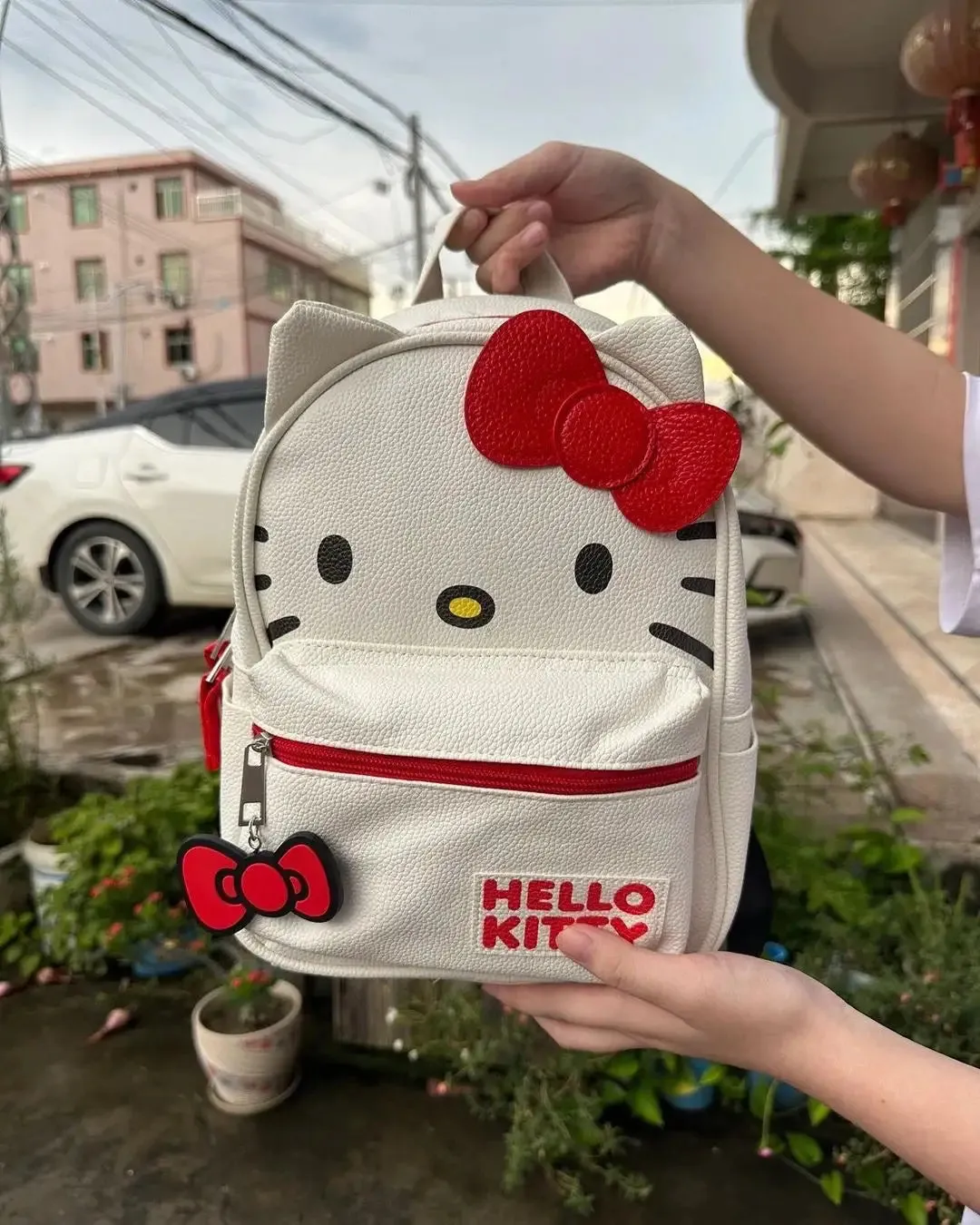 Adorable Kitty Red White Bow Backpack Bag