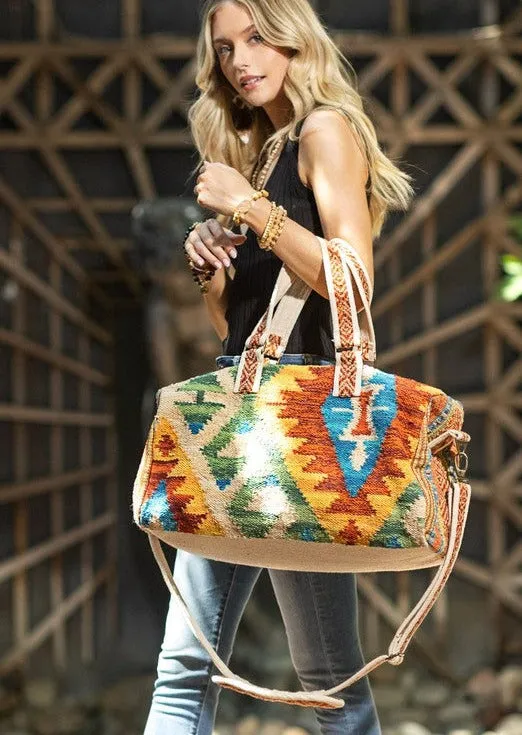 Aztec Print Duffle Tote Bag