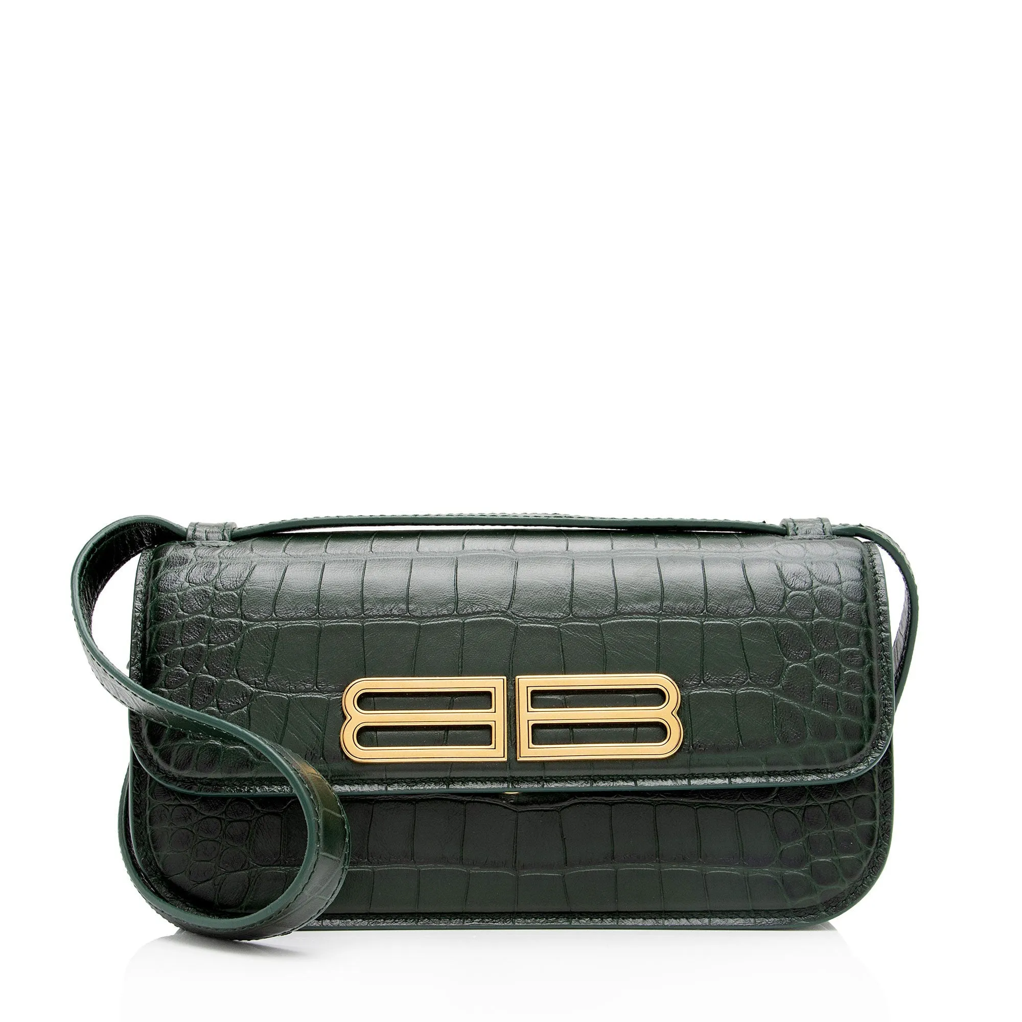 Balenciaga Croc Embossed Calfskin Gossip Small Shoulder Bag