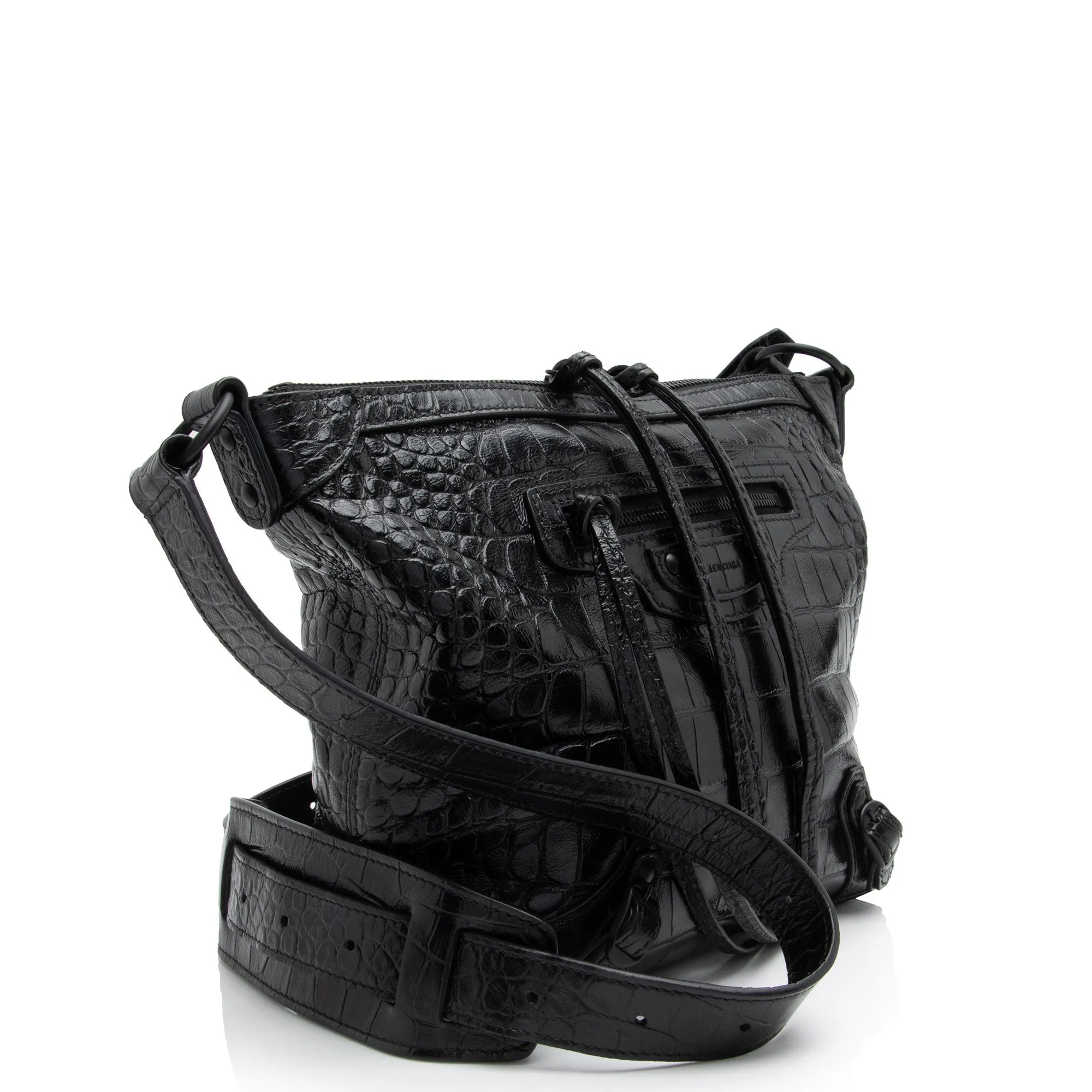 Balenciaga Croc Embossed Calfskin Neo Classic XS Hobo