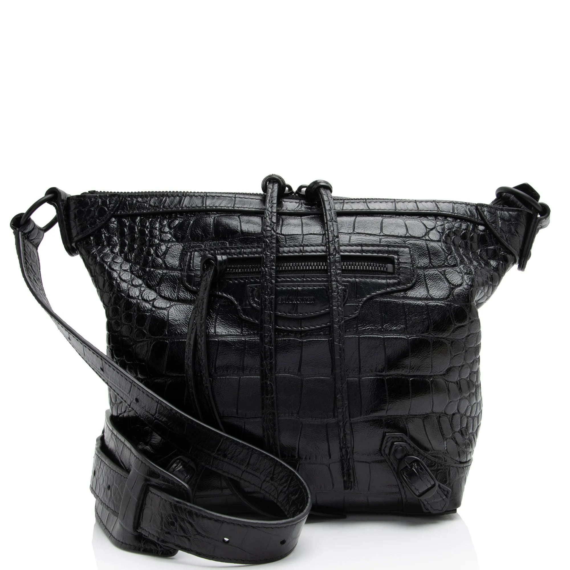 Balenciaga Croc Embossed Calfskin Neo Classic XS Hobo