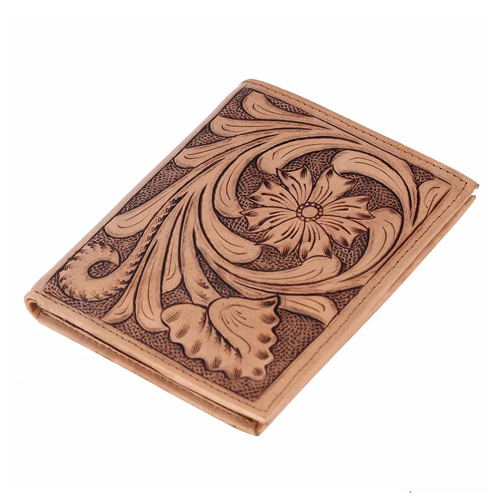 BAR H EQUINE Genuine Leather Hand Carved Rodeo Bifold Wallet For Men Women