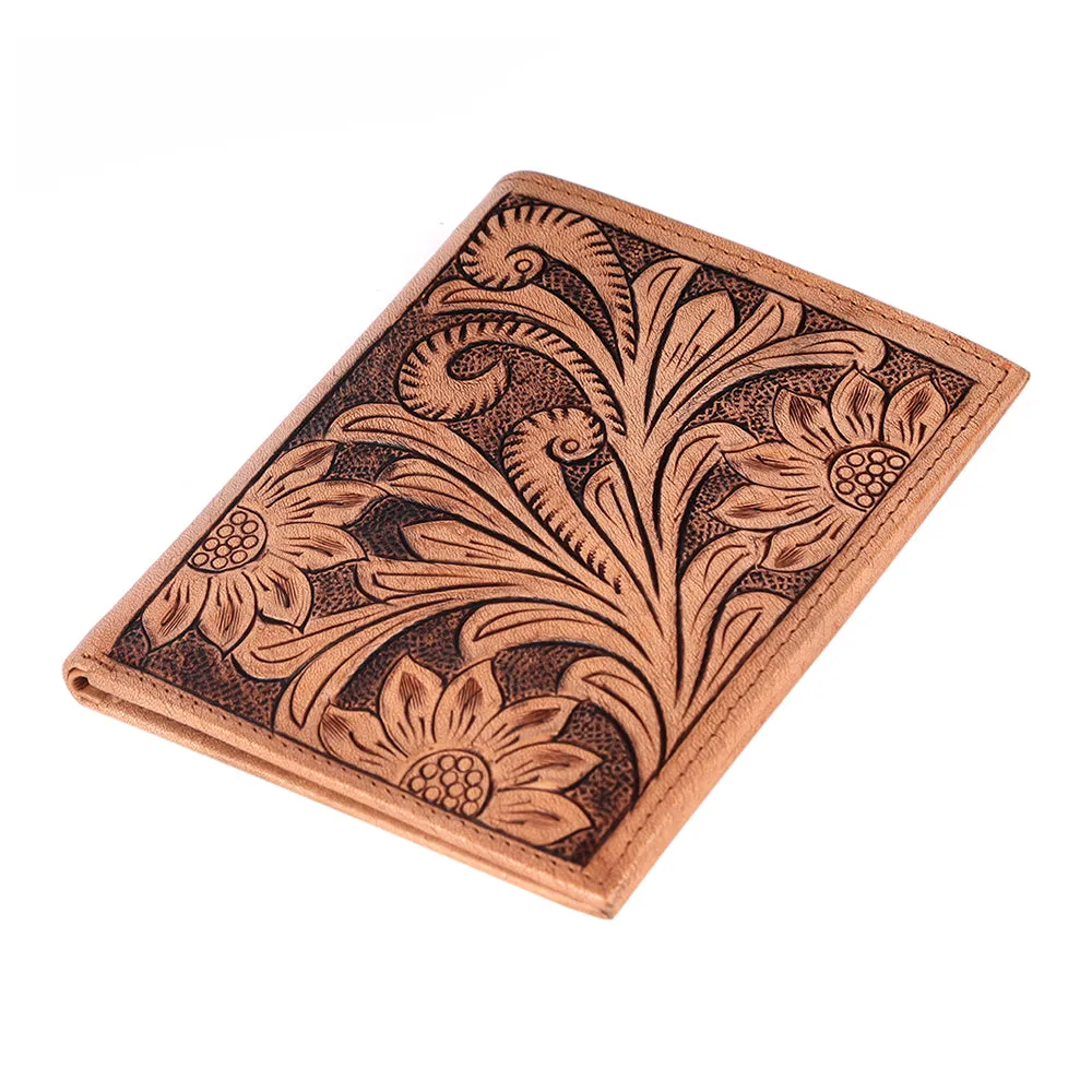 BAR H EQUINE Genuine Leather Hand Carved Rodeo Bifold Wallet For Men Women