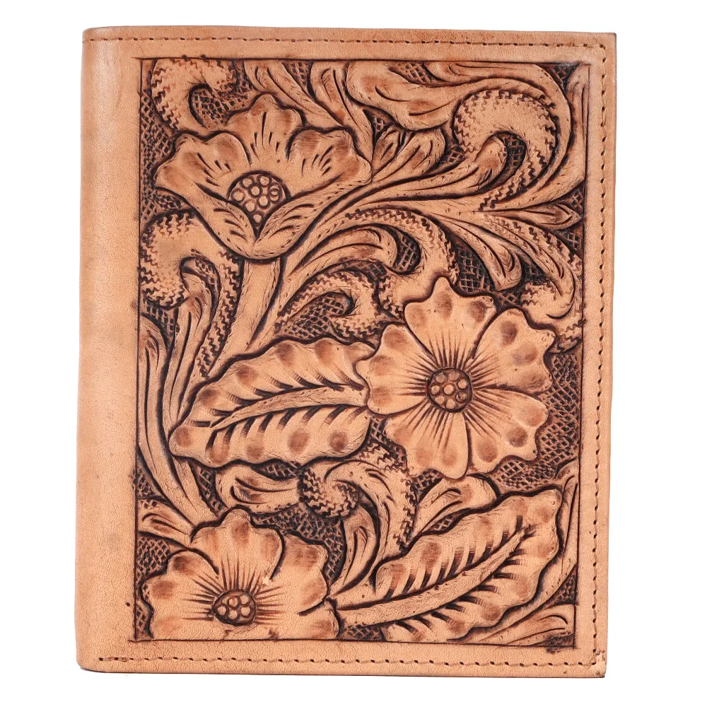 BAR H EQUINE Genuine Leather Hand Carved Rodeo Bifold Wallet For Men Women