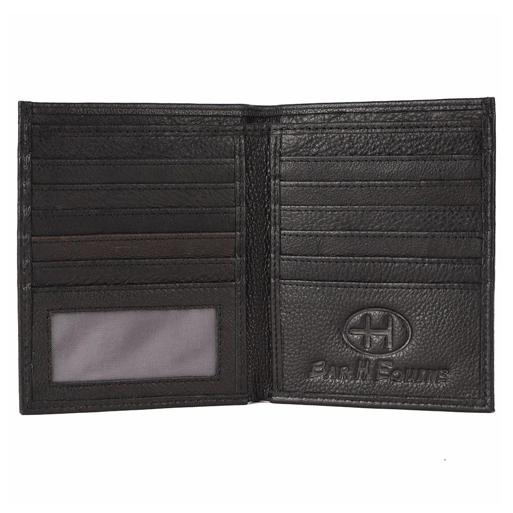 BAR H EQUINE Genuine Leather Hand Carved Rodeo Bifold Wallet For Men Women