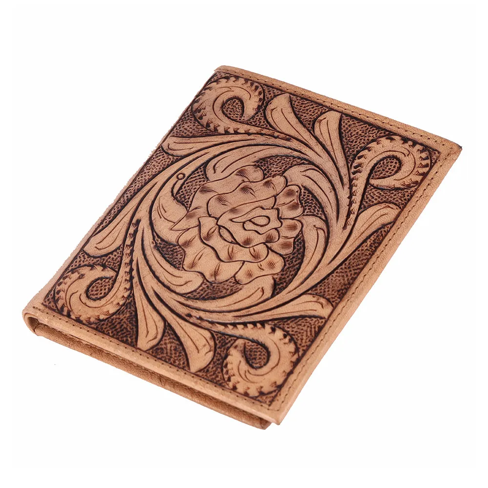 BAR H EQUINE Genuine Leather Hand Carved Rodeo Bifold Wallet For Men Women