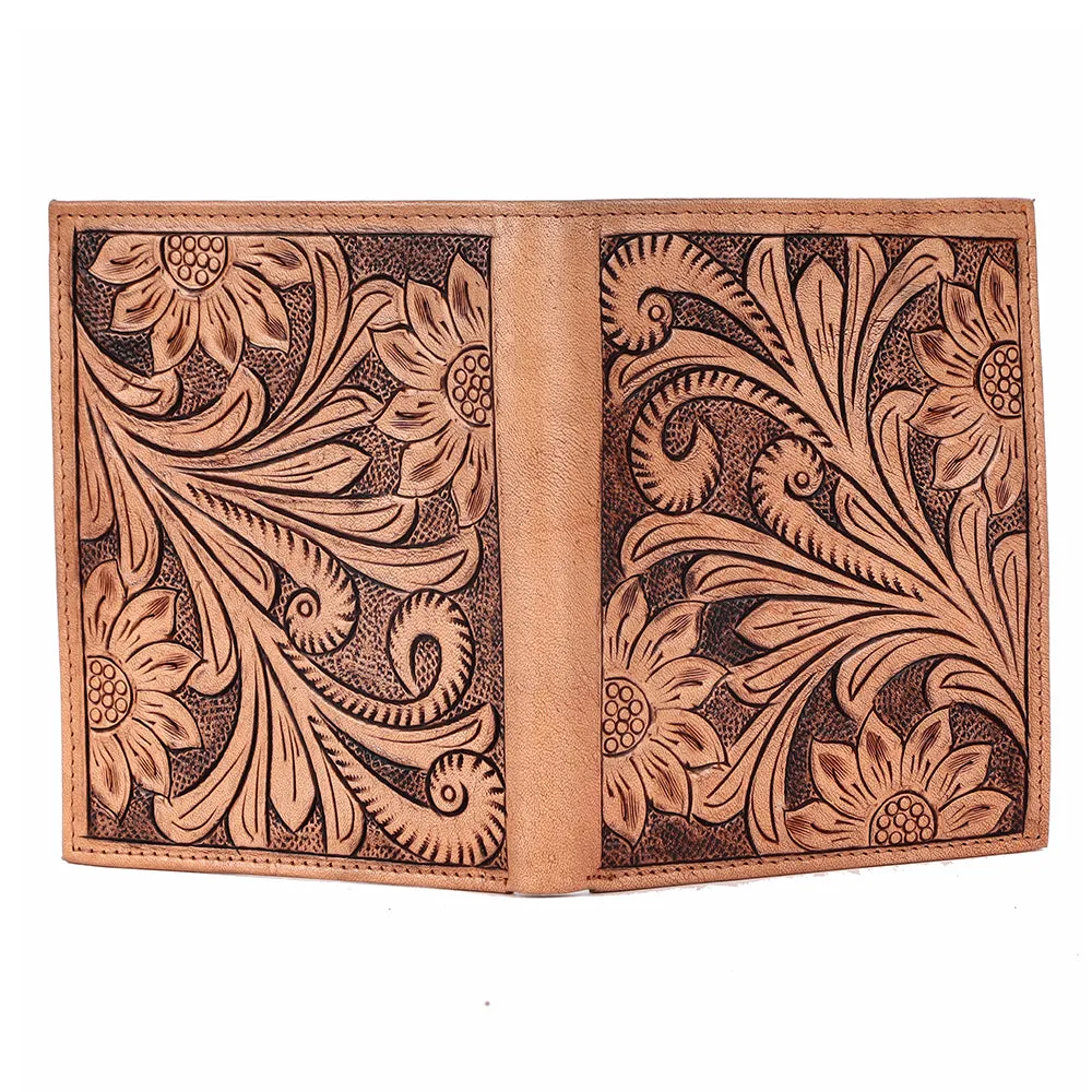 BAR H EQUINE Genuine Leather Hand Carved Rodeo Bifold Wallet For Men Women