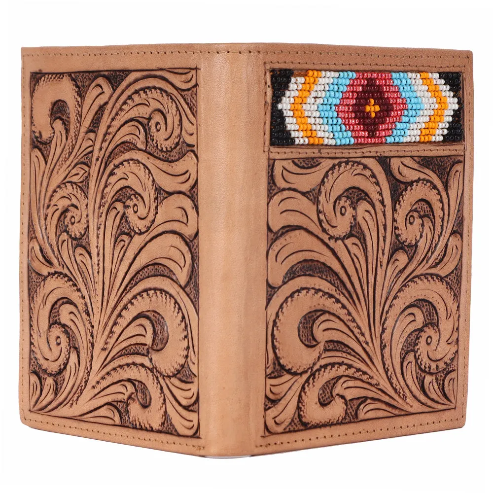 BAR H EQUINE Genuine Leather Hand Carved Rodeo Bifold Wallet For Men Women