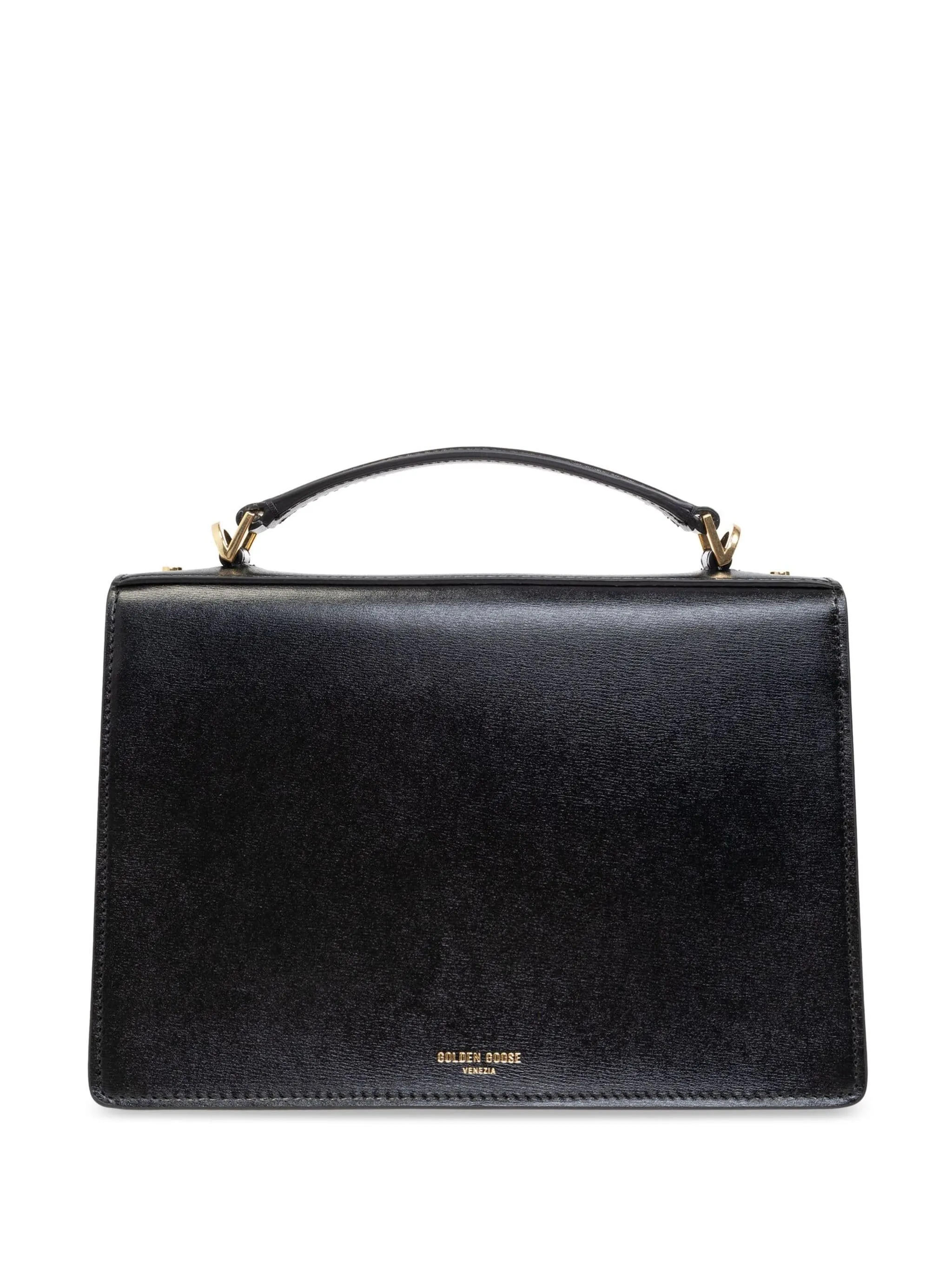 Black Leather Square Body Bag