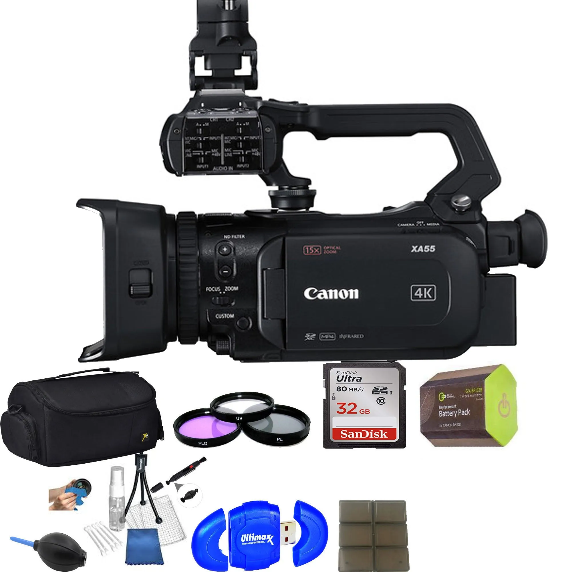 Canon XA55 Professional UHD 4K Camcorder with 32GB Premium Accessory USA