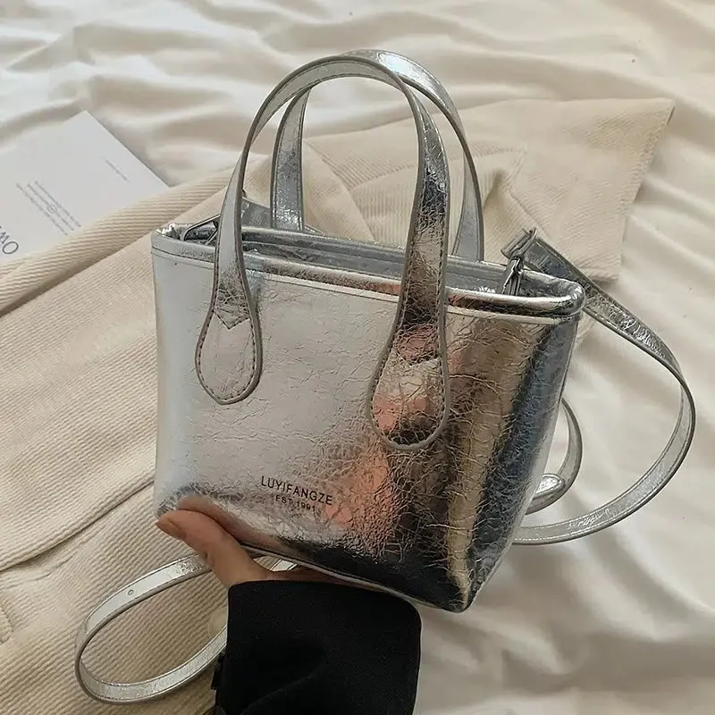 Chic Metallic Bucket Shaped Bag