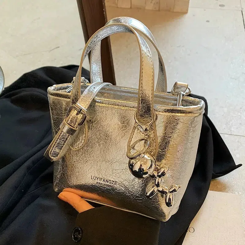 Chic Metallic Bucket Shaped Bag