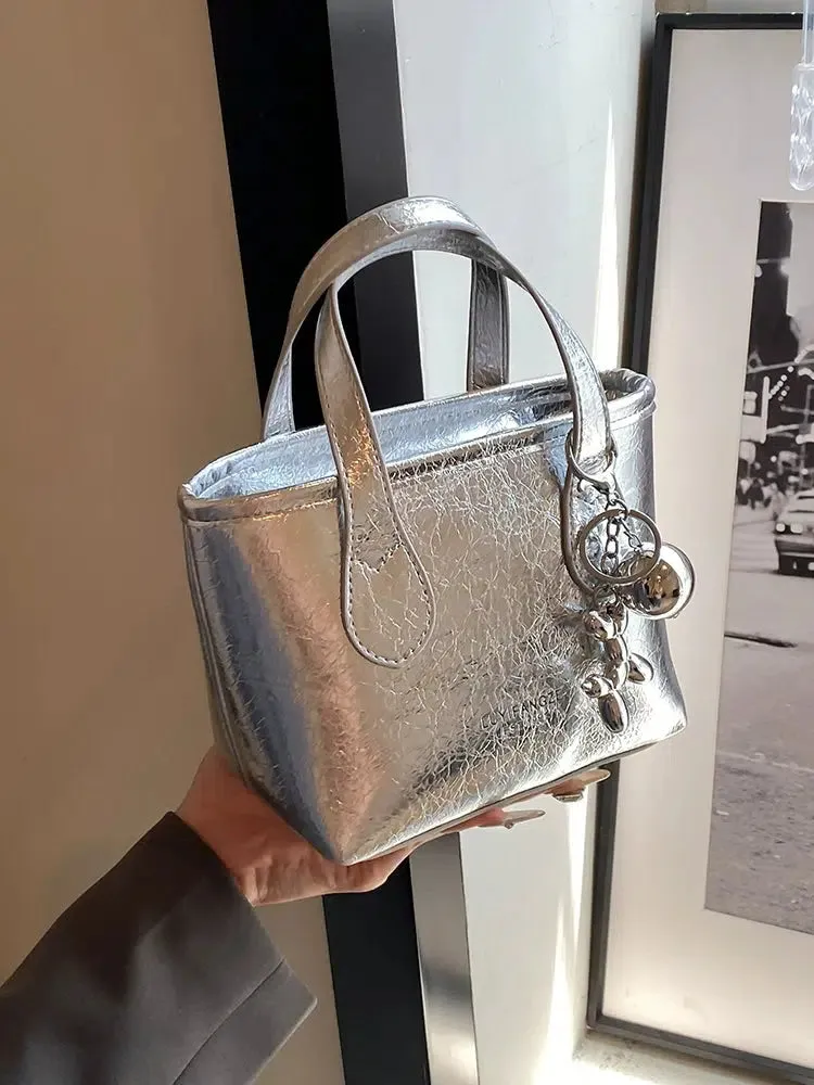 Chic Metallic Bucket Shaped Bag