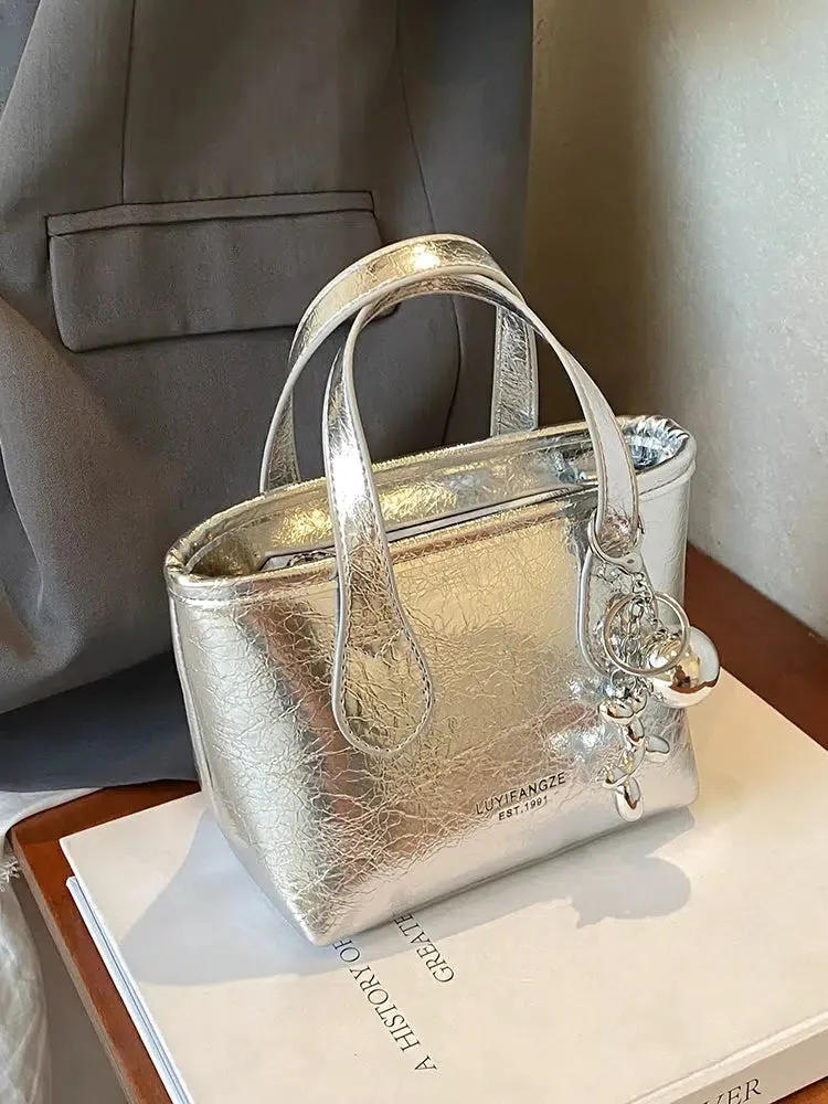 Chic Metallic Bucket Shaped Bag