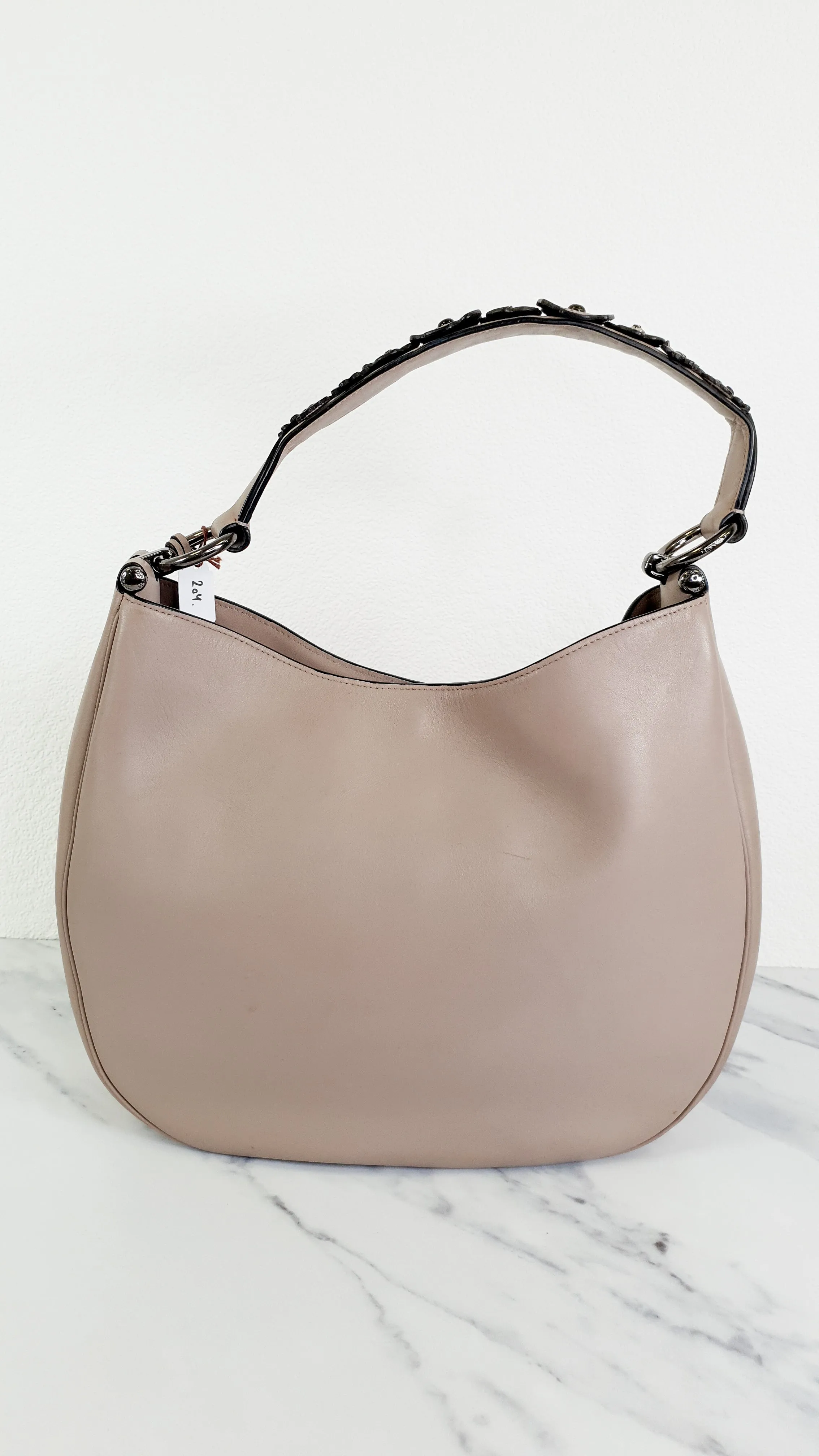 Coach Nomad Hobo in Grey Birch Taupe Willow with Tea Rose Details - Crossbody Shoulder Bag with - Coach 55543