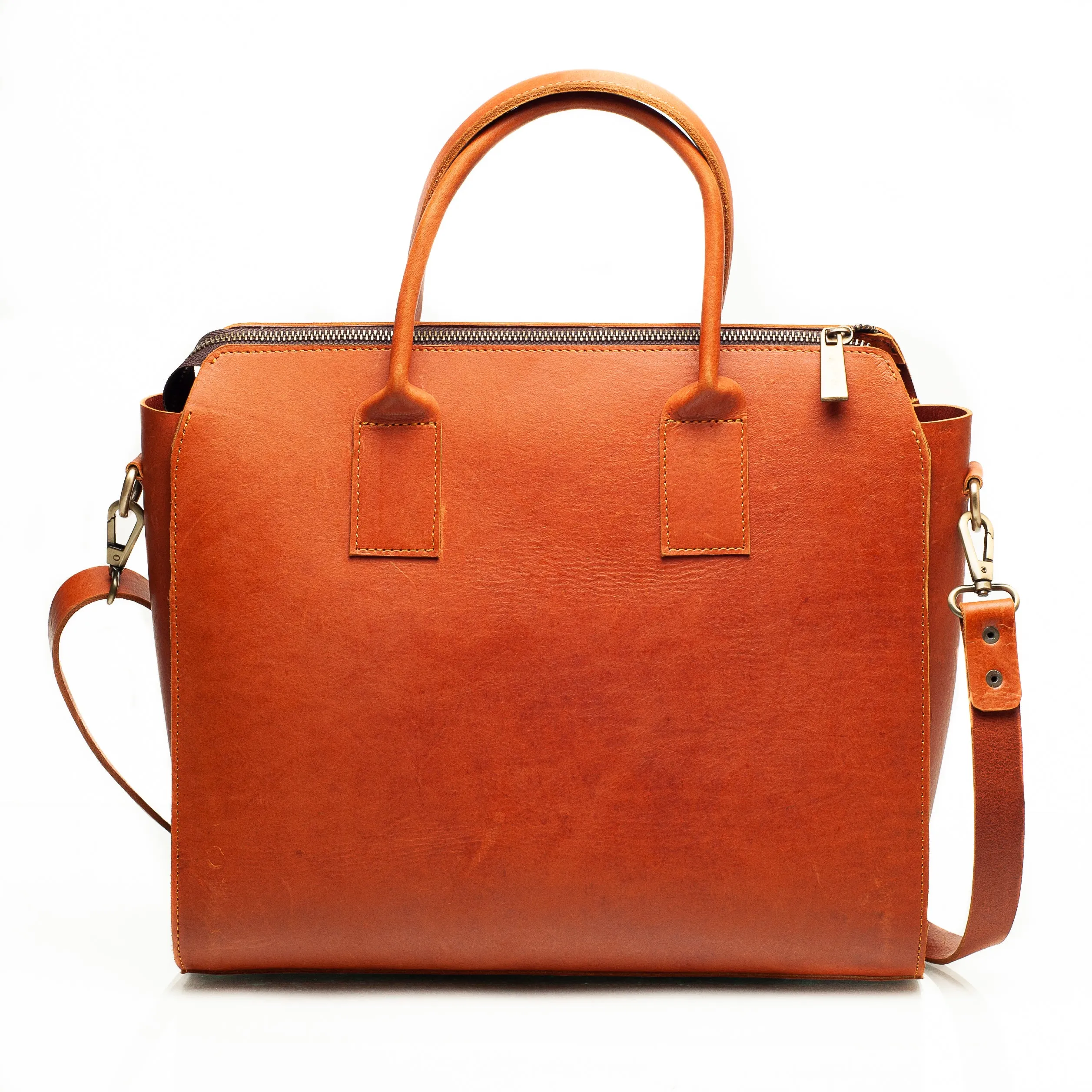 Cognac Top Handle Work Tote