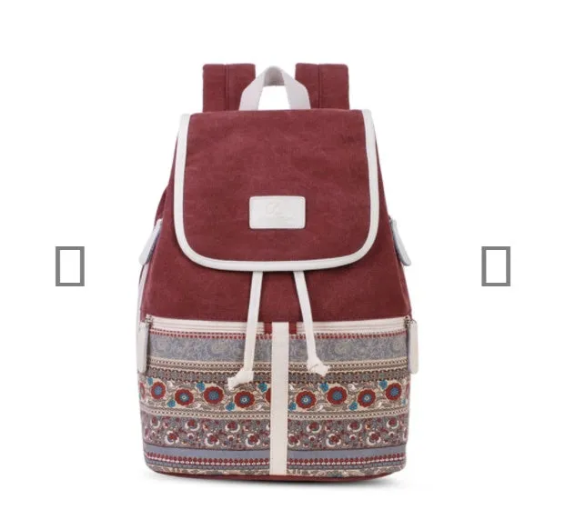 College Style Ladies Backpack Korean Canvas Bag Multifunctional Women'S Backpack Trendy Student Schoolbag Ethnic Style