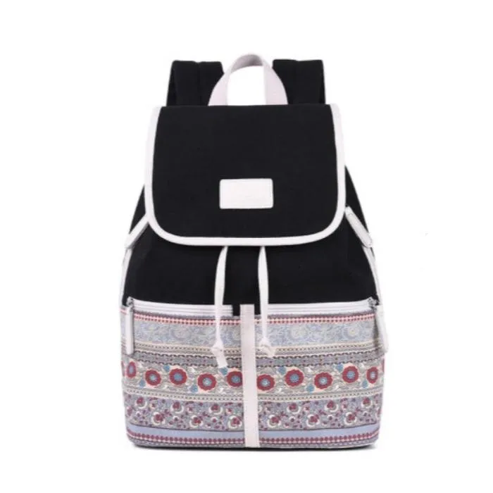 College Style Ladies Backpack Korean Canvas Bag Multifunctional Women'S Backpack Trendy Student Schoolbag Ethnic Style