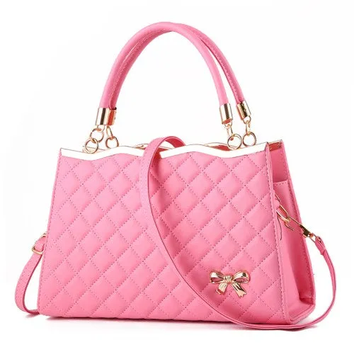 CT44943 PINK Urban Chic Butterfly Bow PU Leather Tote Bag