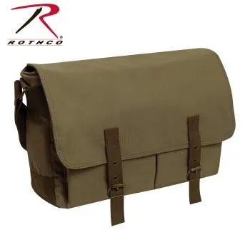 Deluxe Vintage Style Canvas Messenger Bag - Olive Drab