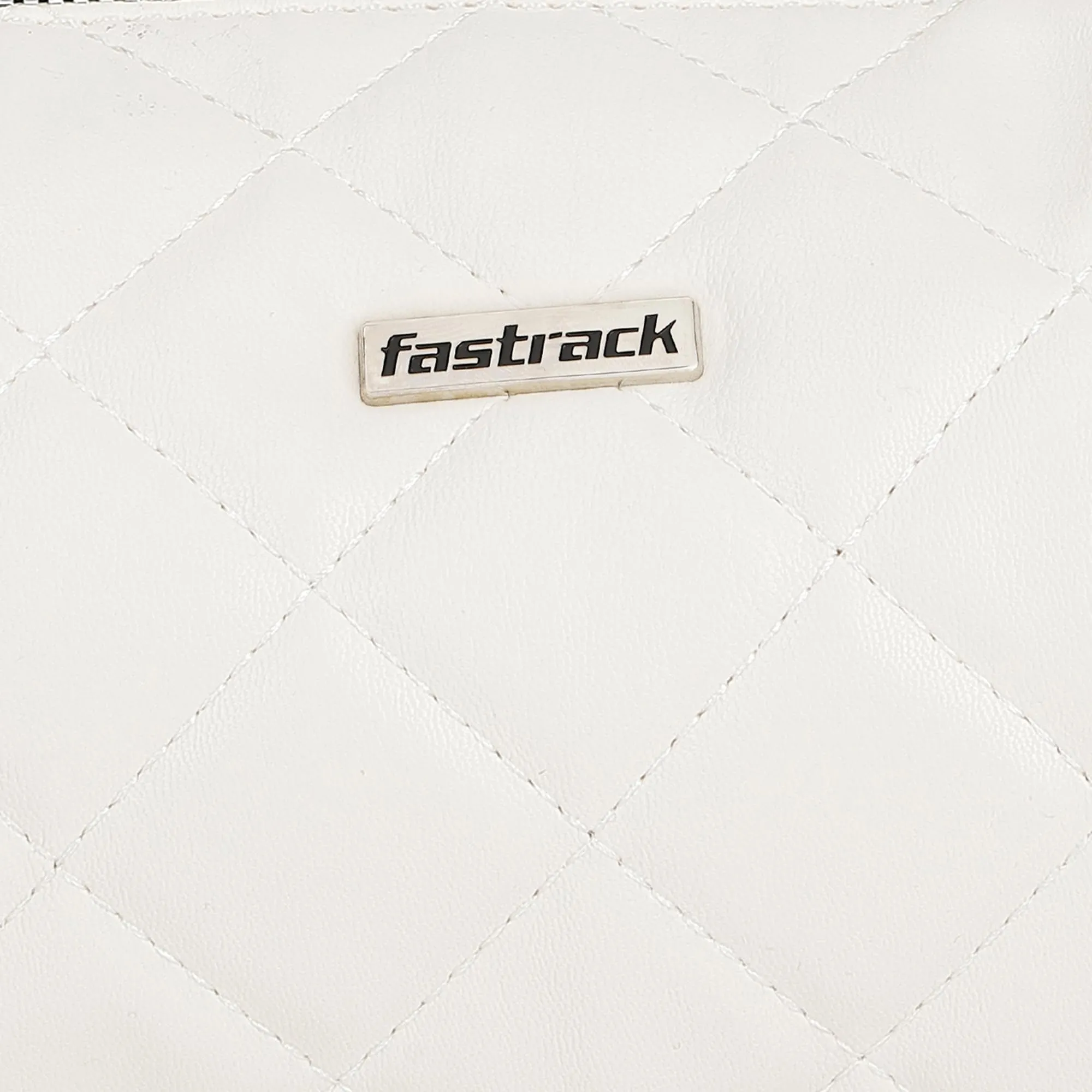 Fastrack Quilted Design Sling Bag For Womens, Ladies And Girls | Stylish And Trendy Handbag | Made Up Of Semi Pu Leather, White