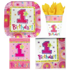 Girls 1st Birthday Party Pack - 40 Pieces