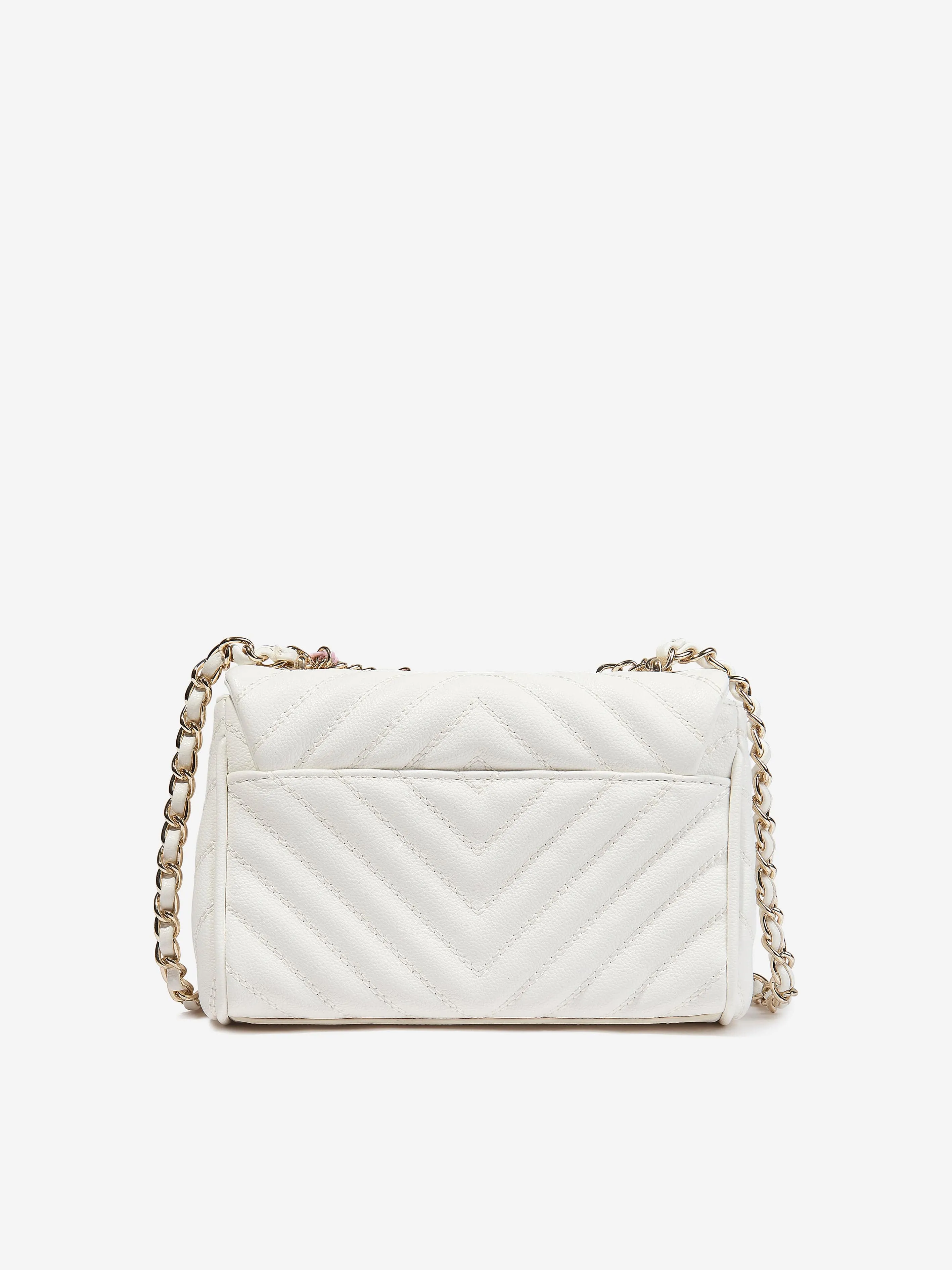 Guess Girls Logo Chain Crossbody Bag in White