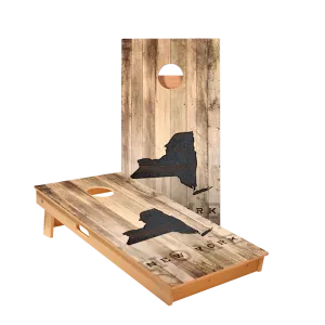 Home State Rustic Wood New York Star Cornhole Boards