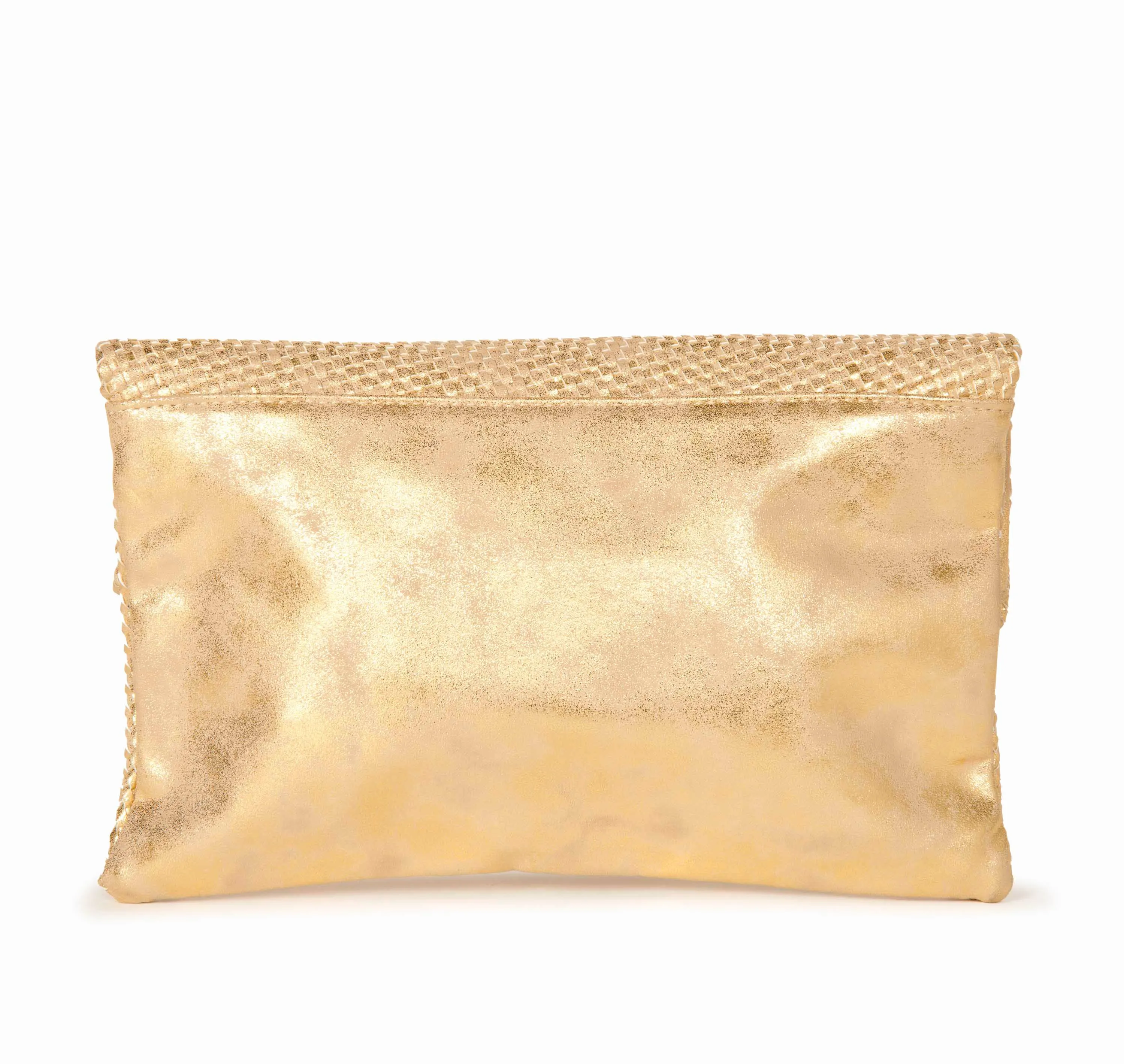 Hypeach Nude Clutch With Gold Weave