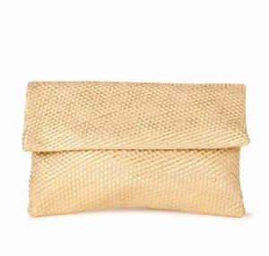 Hypeach Nude Clutch With Gold Weave