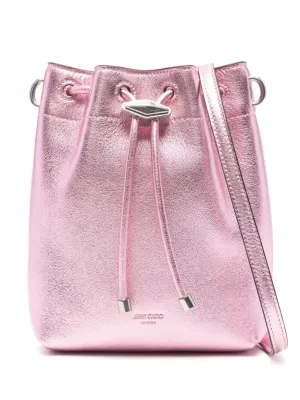 Jimmy Choo Women Bon Bon Metallic Leather Mini Bucket Bag