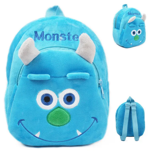 Kawaii Children Plush Backpack Blue Monster Cartoon Plush Backpack Baby Rucksack for Kindergarten Kids Baby Backpacks