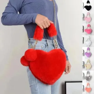 Love Bags Soft Plush Handbags Women Valentine's Day Party Bag