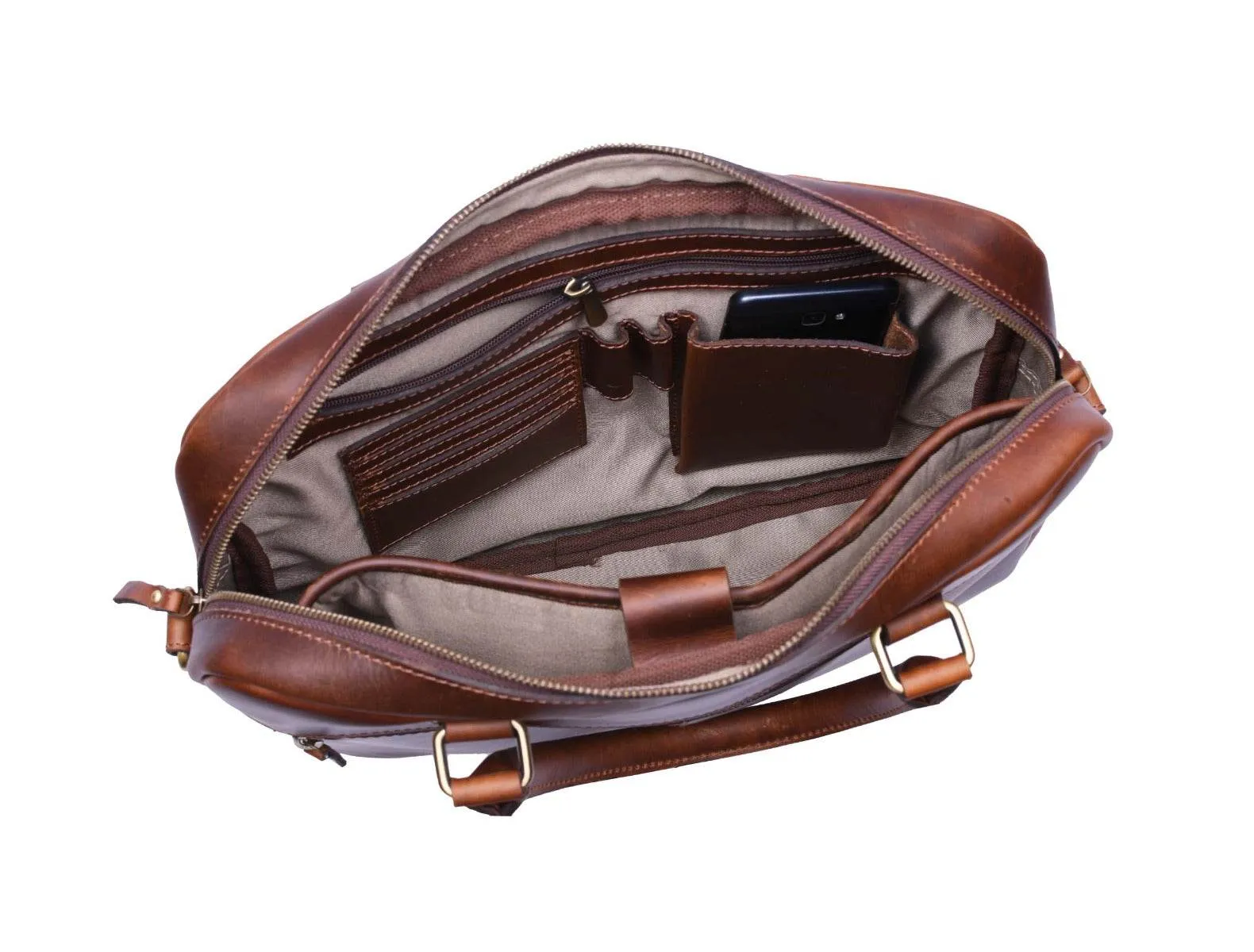 Madison  Leather Office Bag - Lux Tan