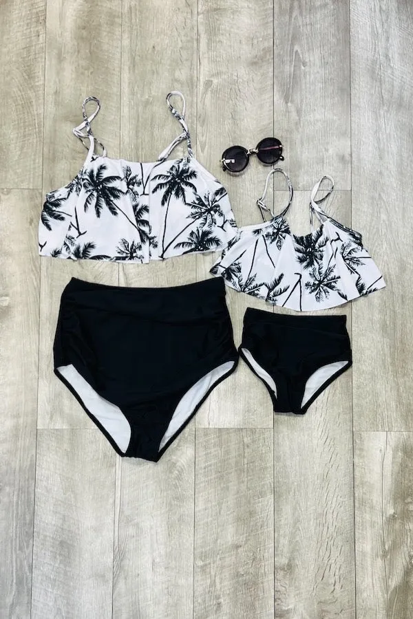 Mama & Me- Black & White Tropical Swimsuit