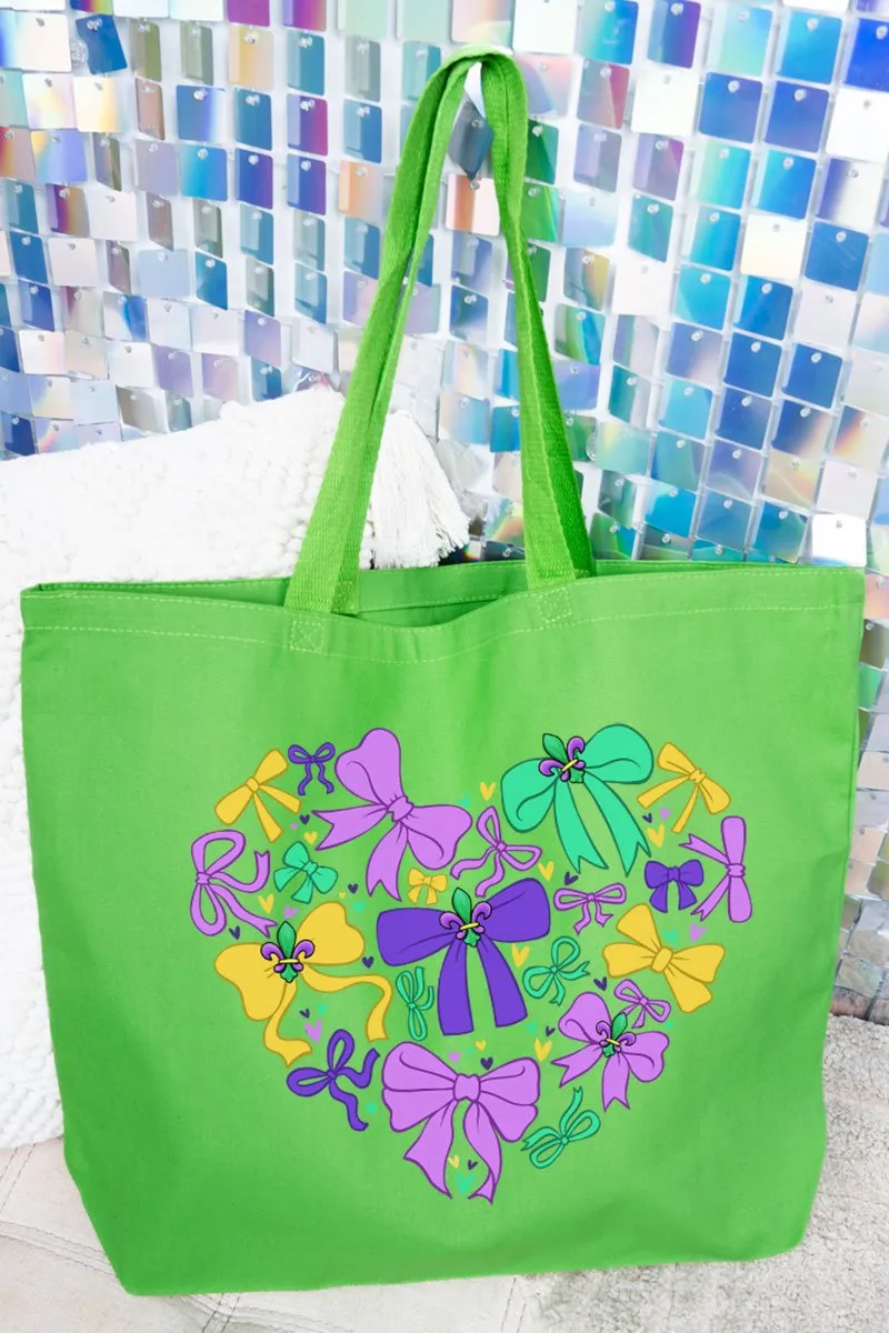 Mardi Magic Bows Canvas Jumbo Tote