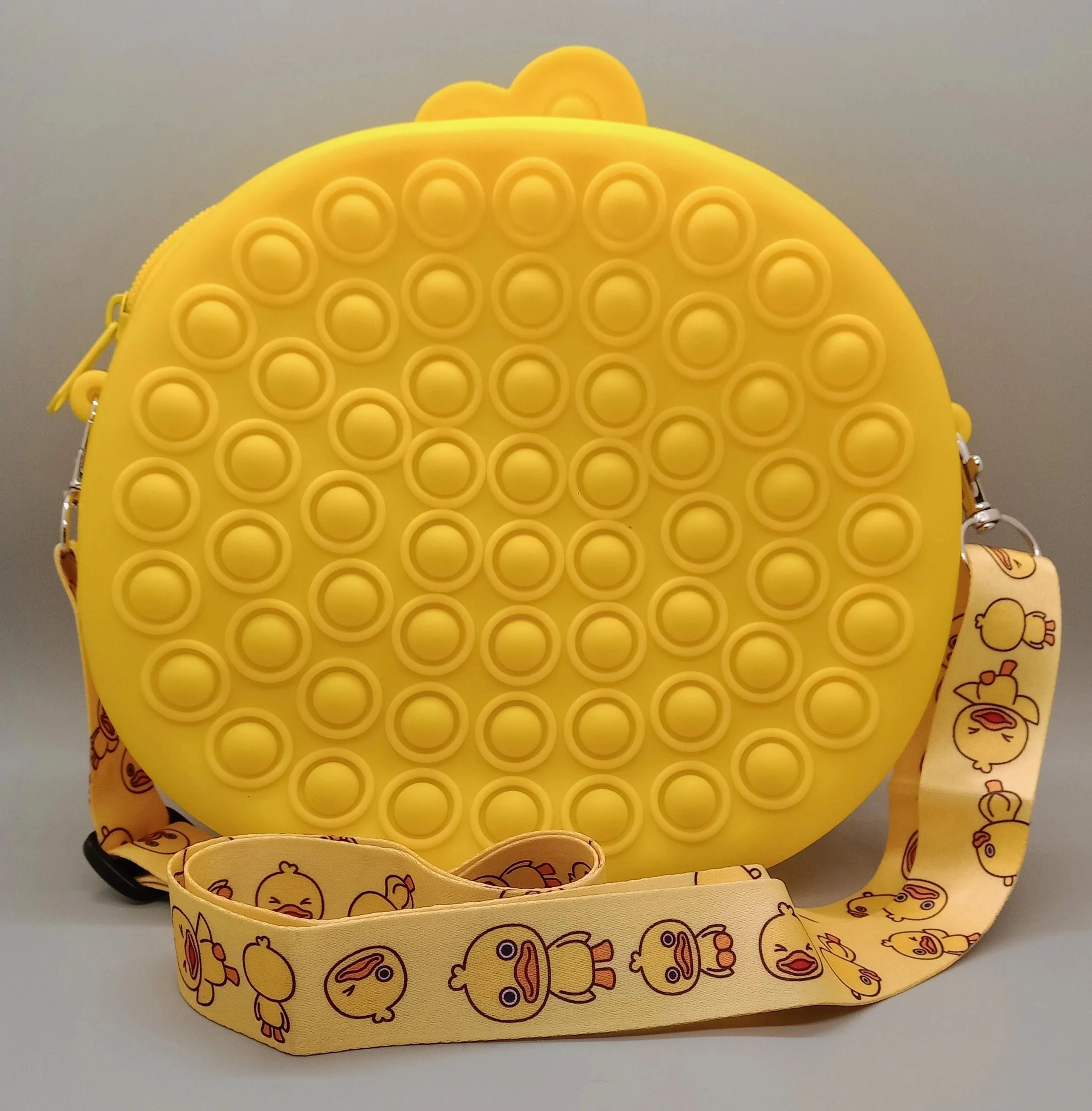 Medium rubber duck bubble popper purse