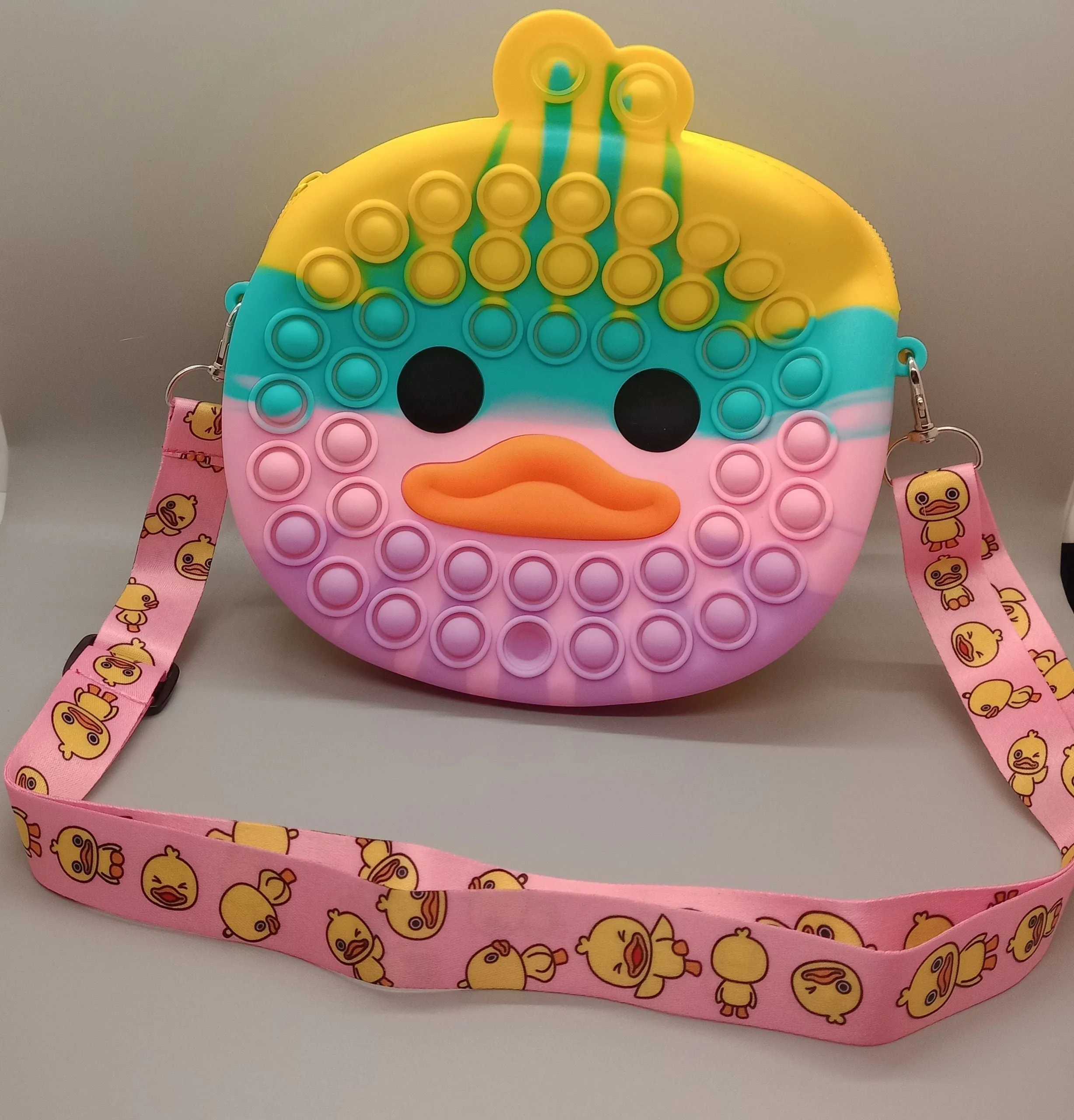 Medium rubber duck bubble popper purse