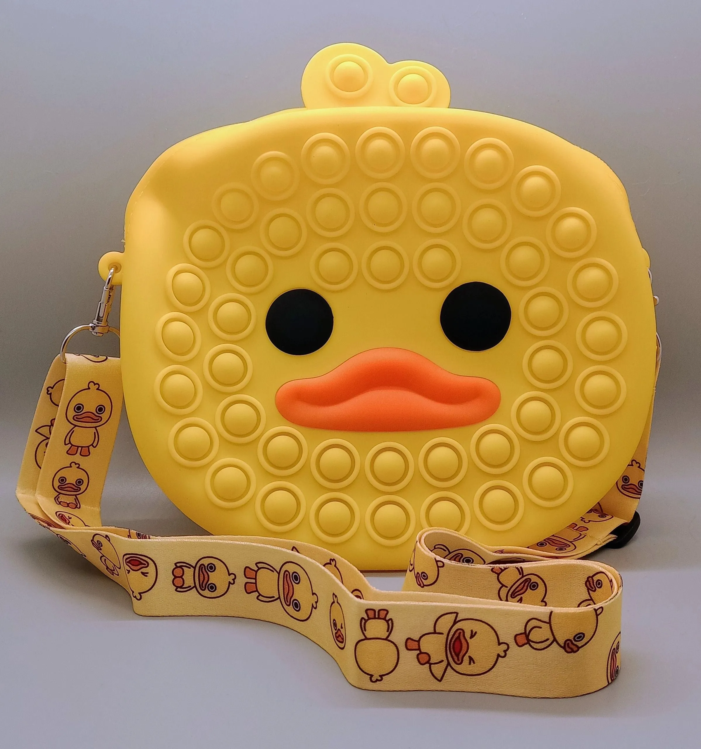 Medium rubber duck bubble popper purse