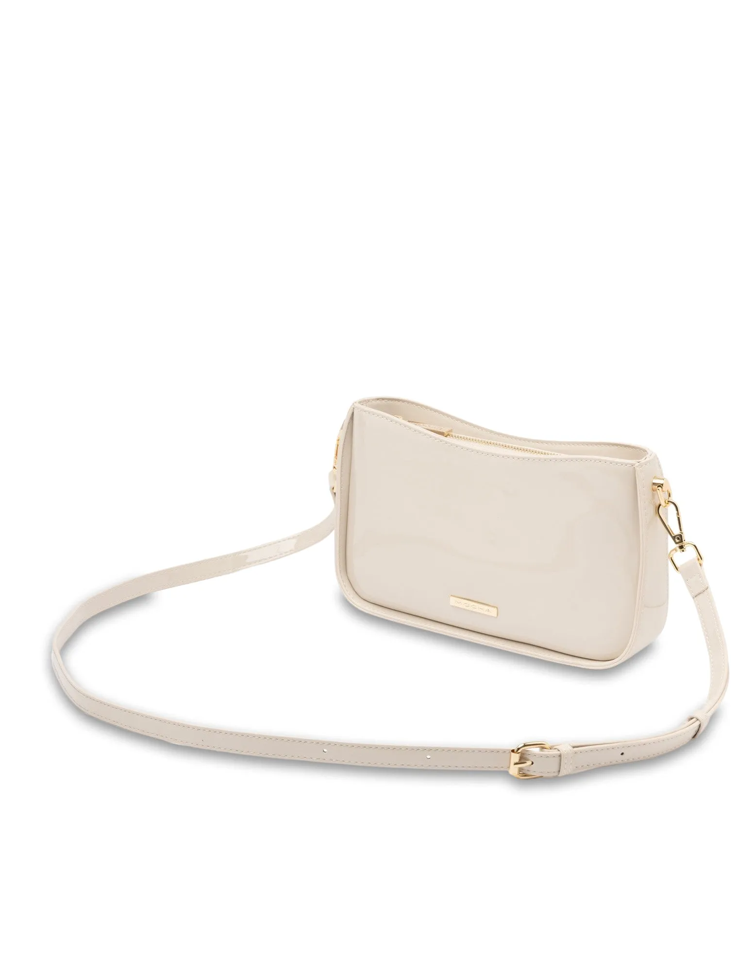 Mocha Willow Patent Crossbody Bag - Oat