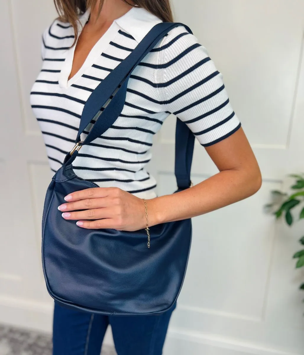 Navy Crescent Sling Bag