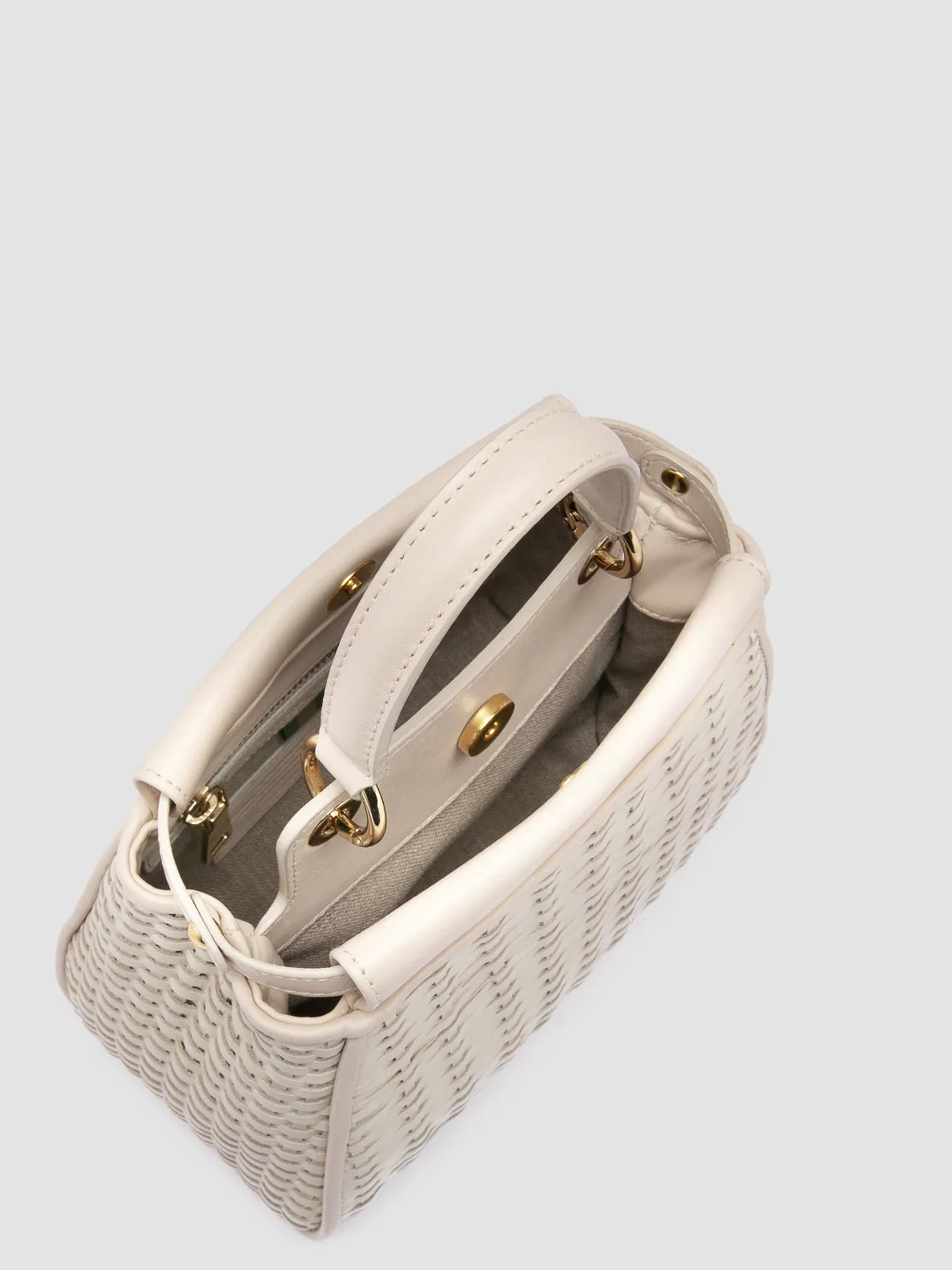 NOLITA 029 - White Woven Leather Handle Bag